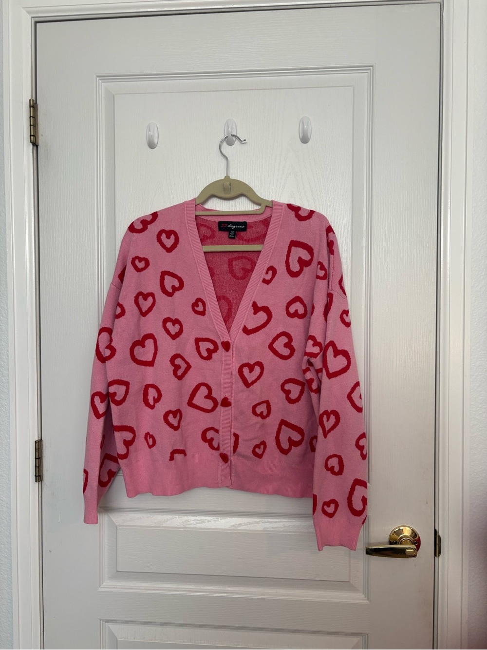 Target Pink Cardigan with Red Heart Print